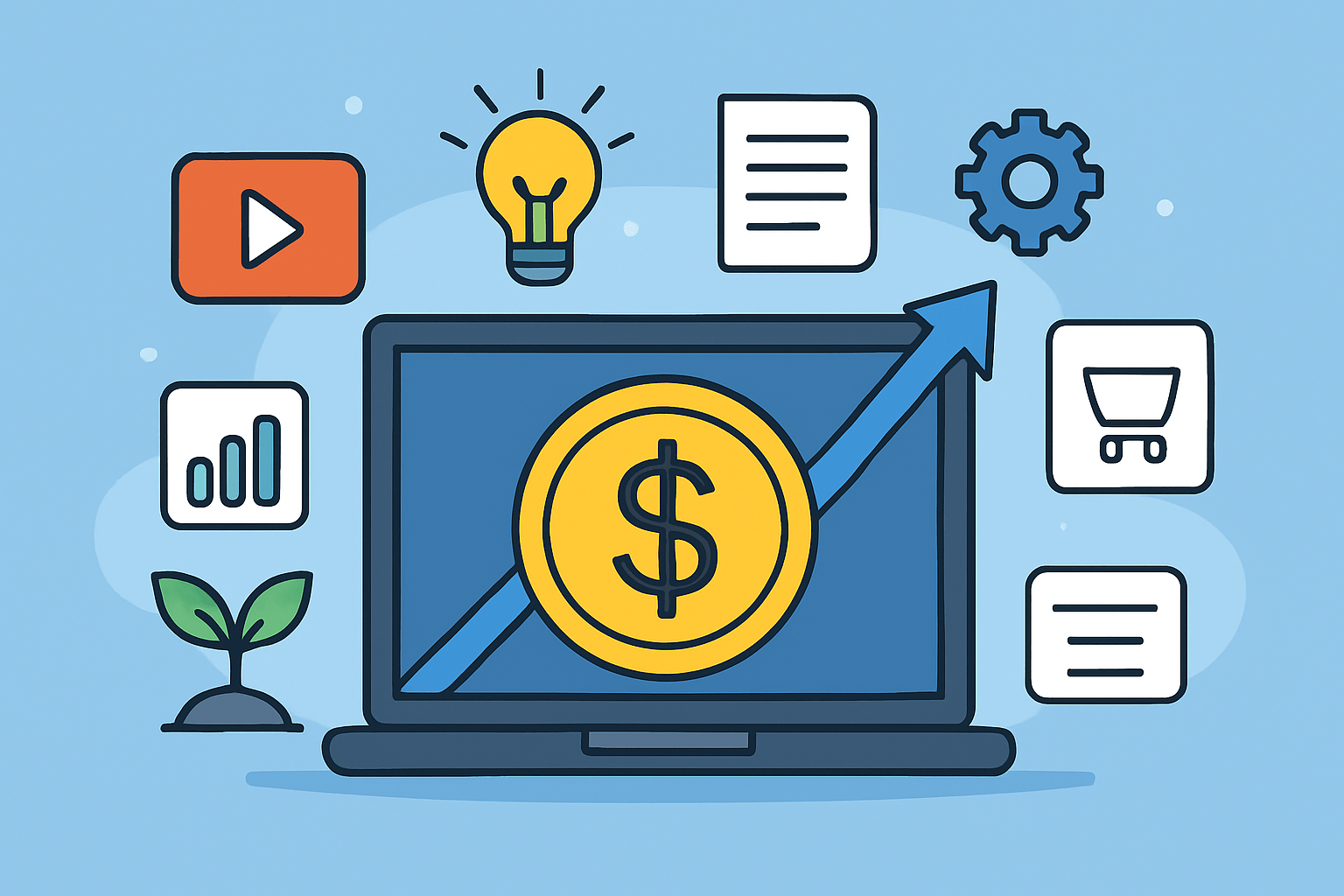 The seven streams of passive income in the digital age illustrated with digital assets and futuristic financial graphics.