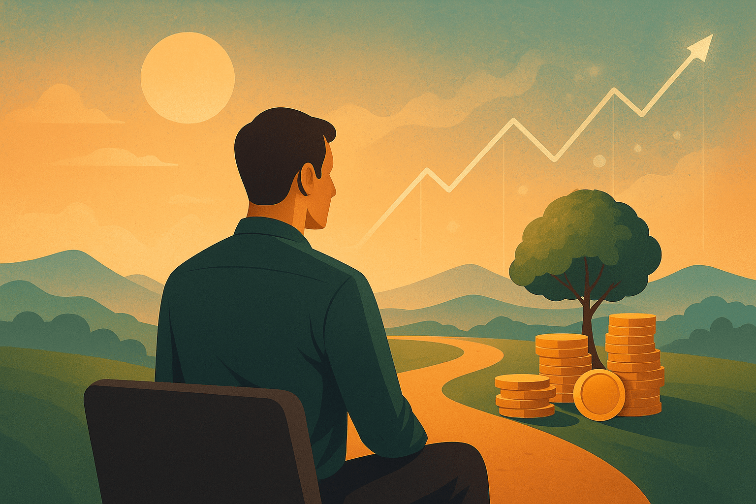 The psychology of money concept showing long-term wealth mindset through patience, discipline, and consistency.