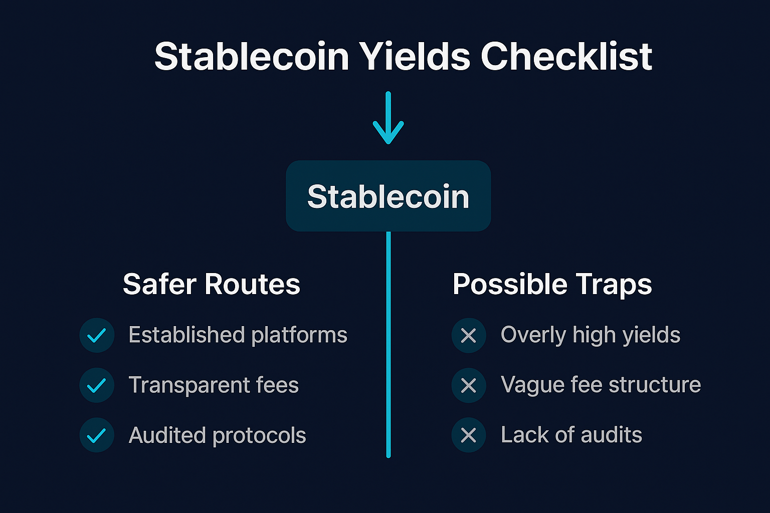Stablecoin Yields 2025 banner with blue and purple gradient background.