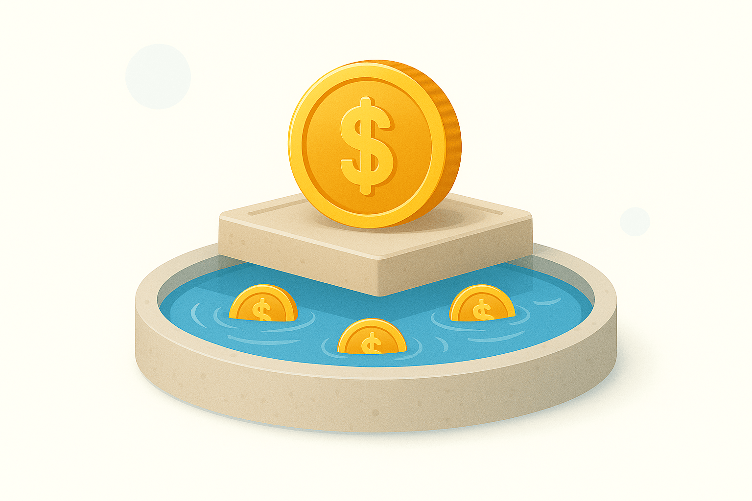 Stablecoin pool foundation with coins in a calm circular base