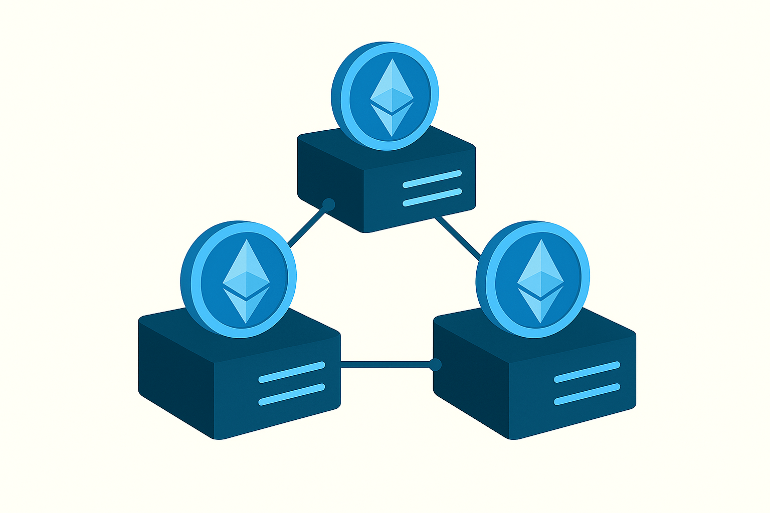 Interconnected staking nodes network with validator icons