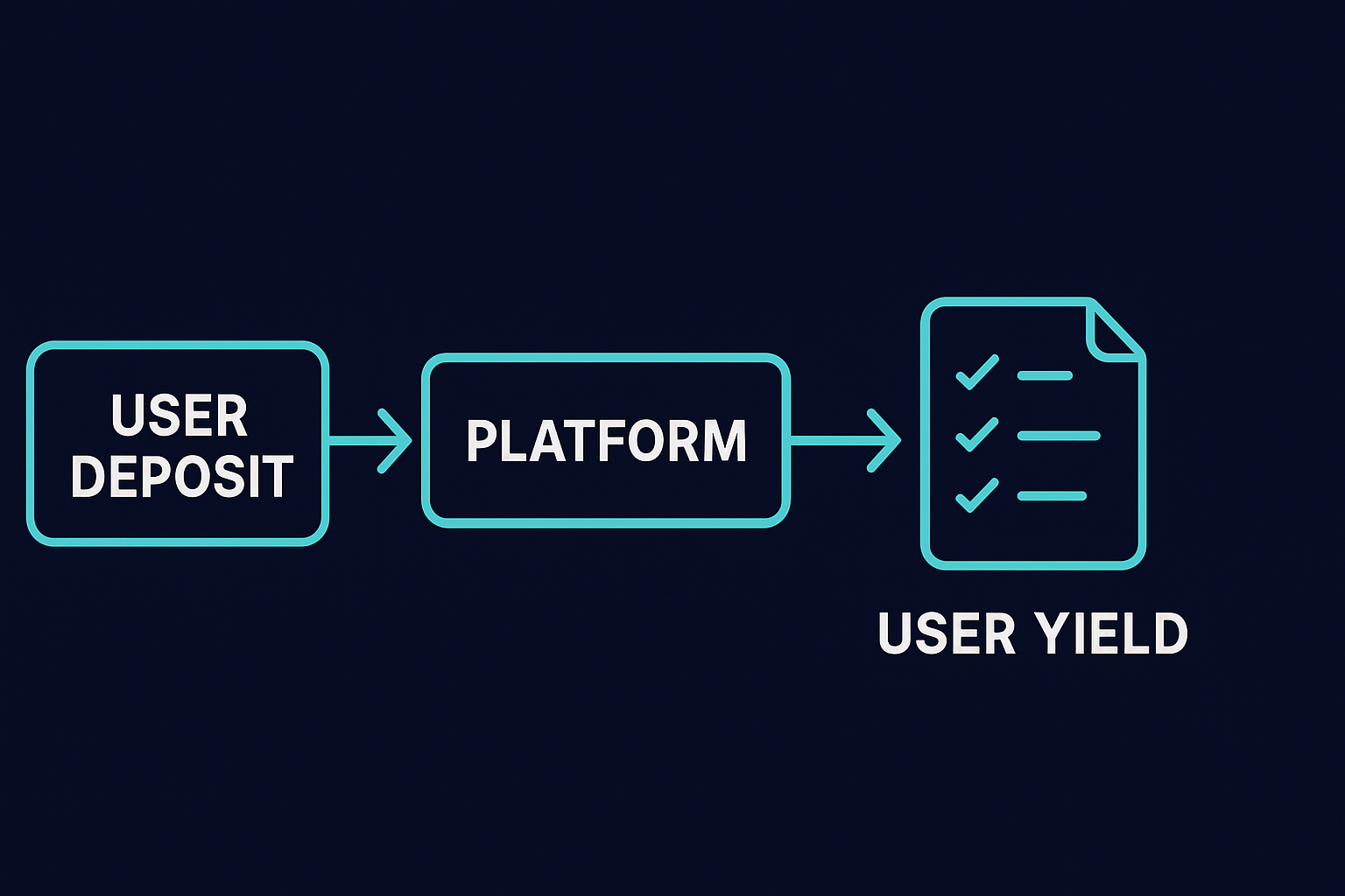 Diagram showing user deposits flowing through yield strategies to generate returns.