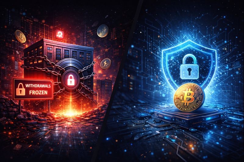 Crypto withdrawal freeze versus exchange bankruptcy illustrated through centralized custody risk and self custody protection