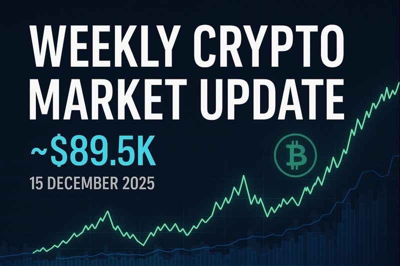 SPI weekly crypto market update showing Bitcoin volatility around $89.5K and crypto market charts