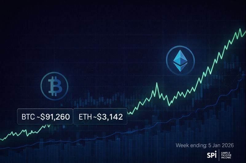 Weekly crypto market update with BTC and ETH price snapshot (week ending 5 Jan 2026)