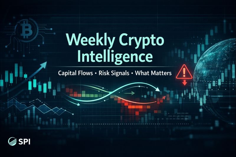Weekly crypto intelligence showing capital flows, ETF demand, and DeFi risk signals